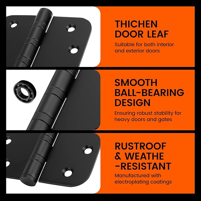 304 Stainless Steel Black Ball Bearing Door Hinges - Image 5