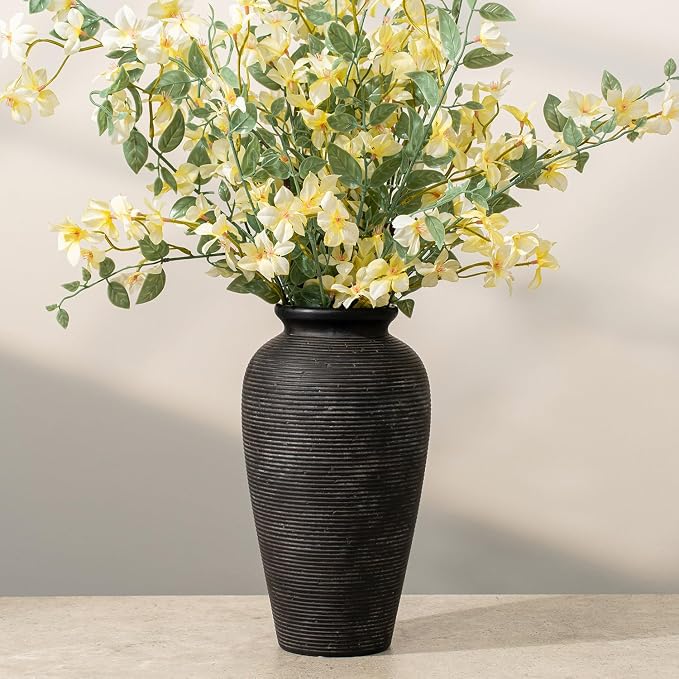 11.02 Inch Tall Vintage Ceramic Flower Vase, Rustic Farmhouse Vase - Image 8