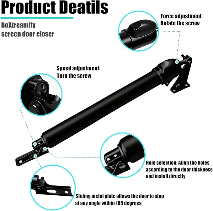 Storm Door Closer&Screen Door Closer Kit, Equipped - Image 5