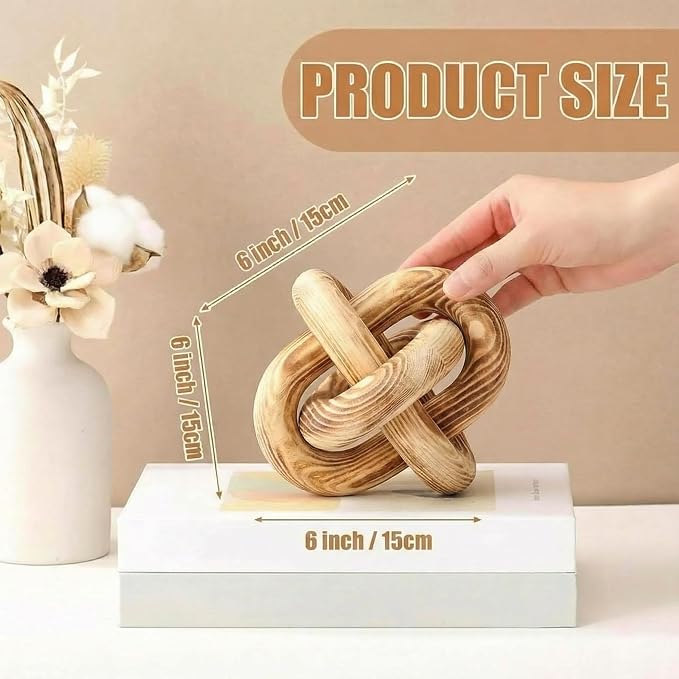 Yalikop 3 Link Wood Knot Decor Rustic Table Shelf Sculpture, Burnt | Hand - Image 2