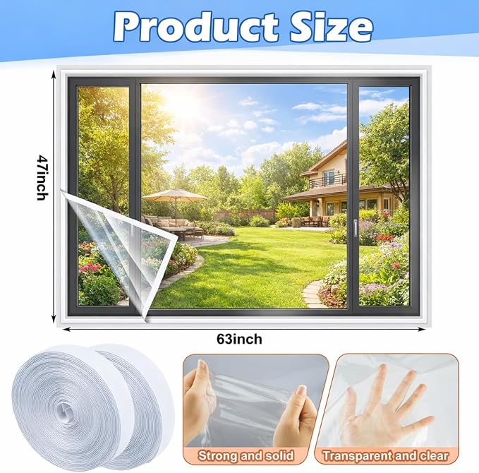 Beveer Window Insulation Kit 47 x 63 Inch, Cuttable Film, Waterproof | Window - Image 2