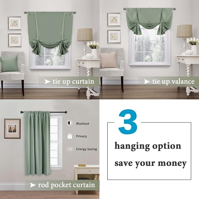 H.VERSAILTEX Blackout Tie Up Curtain Thermal Insulated Window Shade Light - Image 4