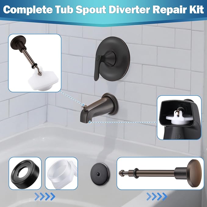 Enhon 2 Set Tub Spout Diverter Repair Kit | Includes 2 x Diverter Valve Stems - Image 2