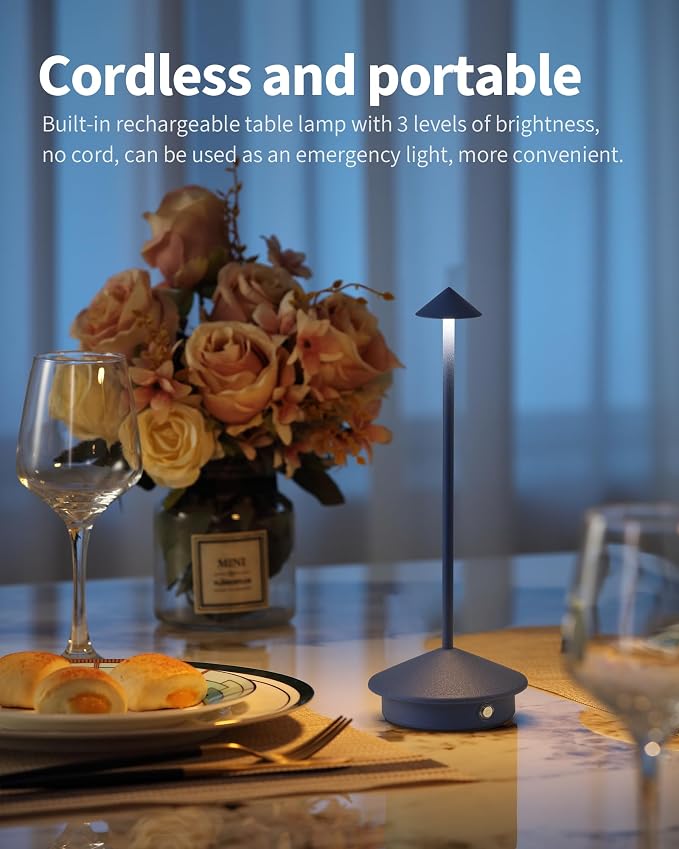 Modern Cordless Table Lamp Set of 2, Rechargeable, Battery Operated Lighting - Image 2