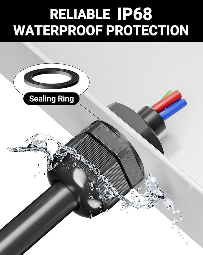 VCELINK Cable Gland Kit Nylon Waterproof, 1-1/4" Strain Relief Wire Grommets - Image 4