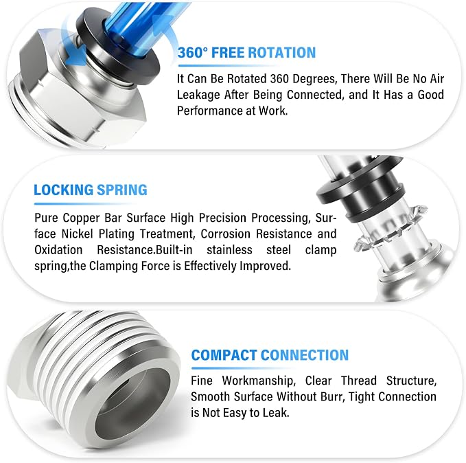 TAILONZ PNEUMATIC Male Straight 6mm Tube OD x 3/8 Inch NPT Thread Push to - Image 3