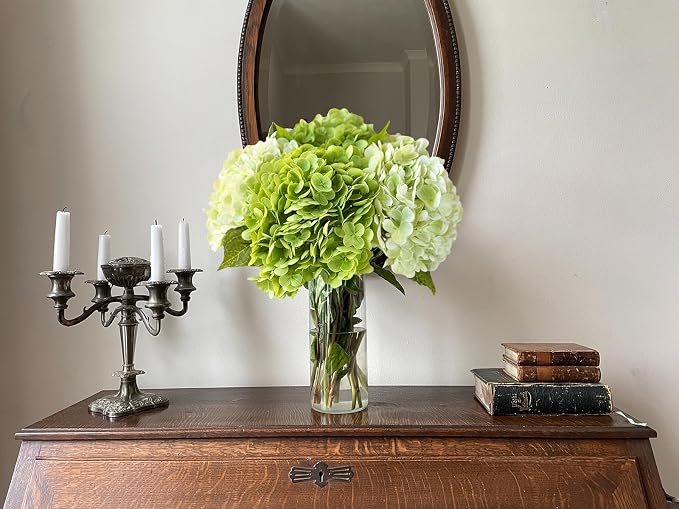YalzoneMet RUZUQE Light Green Hydrangea Artificial Flowers, 21 inch Faux Green - Image 5