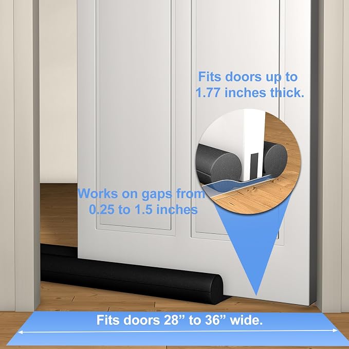 2 Pack Door Draft stoppers for Bottom of Door Adjustable from 30to 36inches | - Image 2