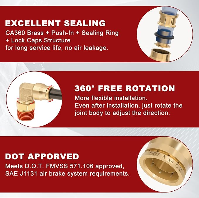 90° Swivel Male Elbow, 3/4" Tube x 3/8" NPT, DOT Approved 5PCS | - Image 4