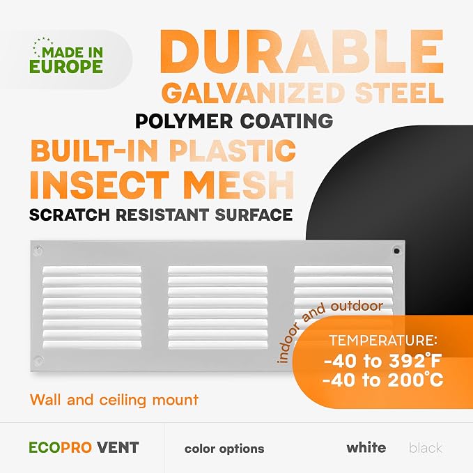 12 x 4 Inch White Galvanized Steel Return Air Register Vent Cover, AC Vent Cover - Image 3