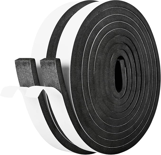 Kikerike Self Adhesive Foam Tape Weatherstrip 1In x 3/8In x 20Ft High Density by Kikerike