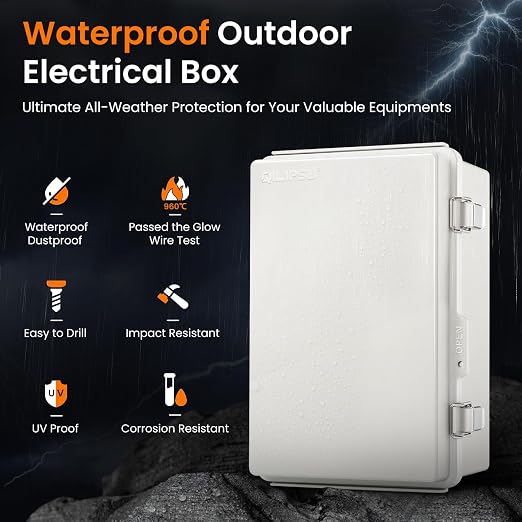 QILIPSU UL94-V0 Outdoor Electrical Box 11.4"x7.5"x5.5" Pro Waterproof Junction - Image 3
