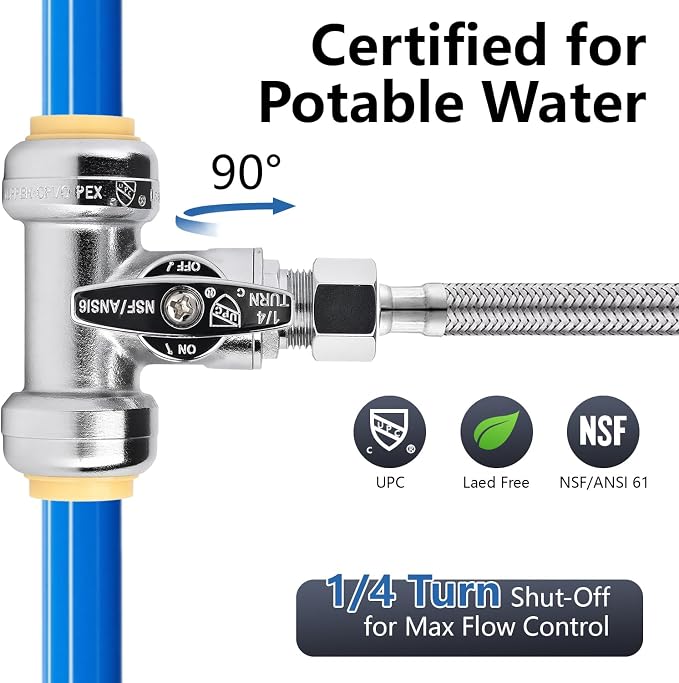 WiseWater 1/2 x 1/2 x 3/8 Inch Compression Tee Stop Valve | Heavy Duty - Image 3