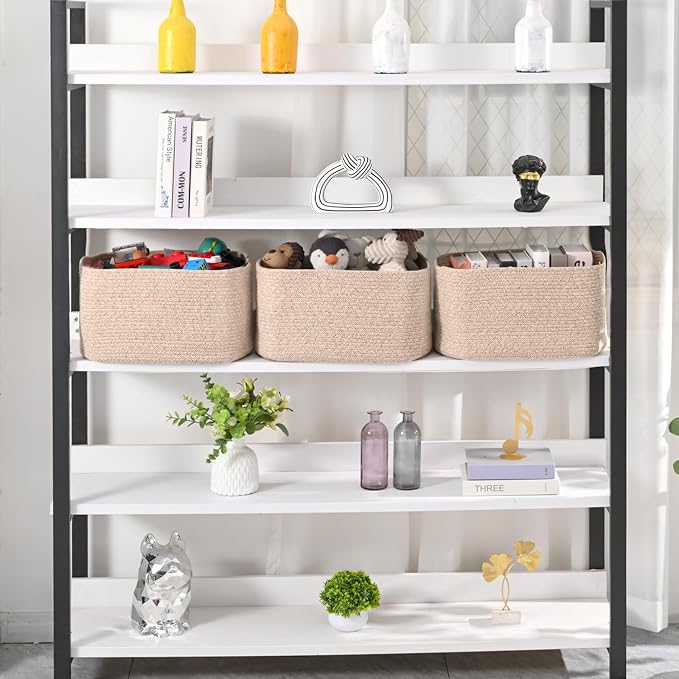 ICERZCZ Large Storage Baskets for Organizing Shelves, Woven Cotton Rope Bins - Image 2
