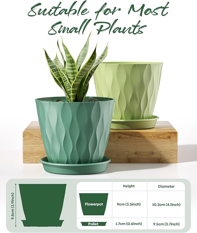 6 Pack Plant Pots with Drainage Holes, 4 Inch Plastic Indoor Flower Pots - Image 6