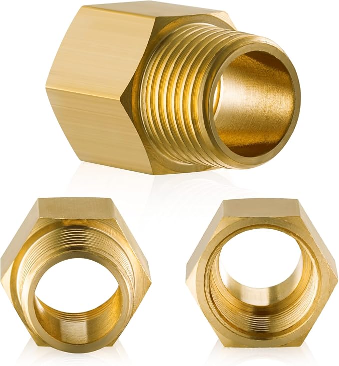 Gsinodrs 2PCS Brass Pipe Fitting, 1/4" Female x 1/4" Male NPT Thread Brass Hex - Image 6