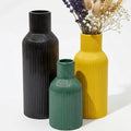 Colorful Ceramic Vases Set of 3, Smooth Vertical Ribbed, Minimalist by TrendEcoHome