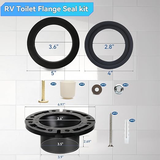 RV Toilet Seal with 3 Inch Socket Floor Flange Kit, RV Toilet Flange Seal Fits - Image 6