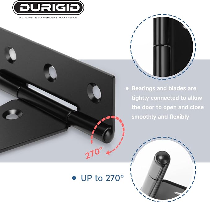 6 Pack 4 Inch T Hinge, Hinges for Wood, Gate Hinge, Gate Hardware, Fence Hinges - Image 3