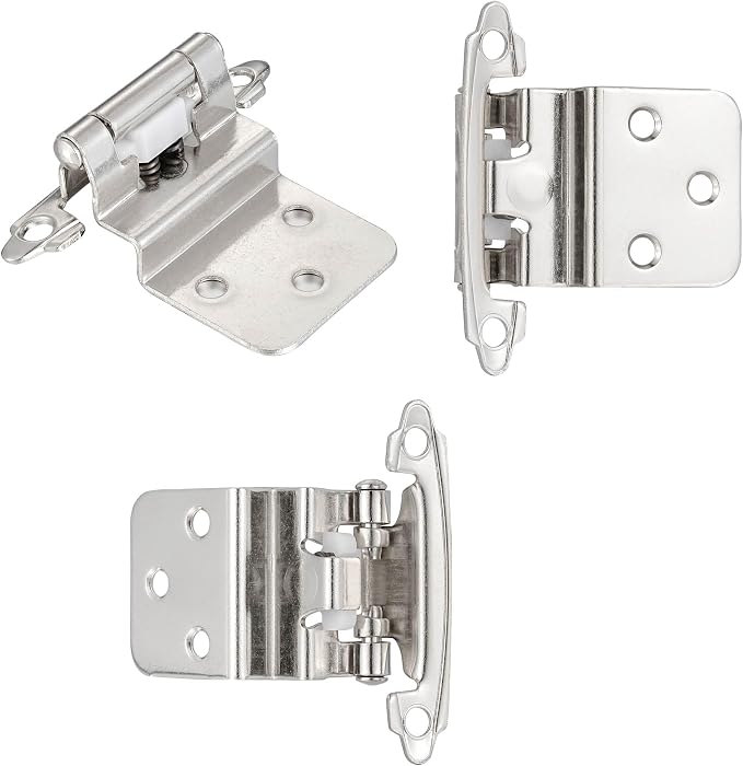 Brushed Nickel Cabinet Hinges, 3/8” Inset, 4 Pack | - Image 6