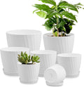 YNNICO 7 pcs Plant Pots with Drainage Holes and Saucers, Indoor Planters by AFamilyofGardenLovers