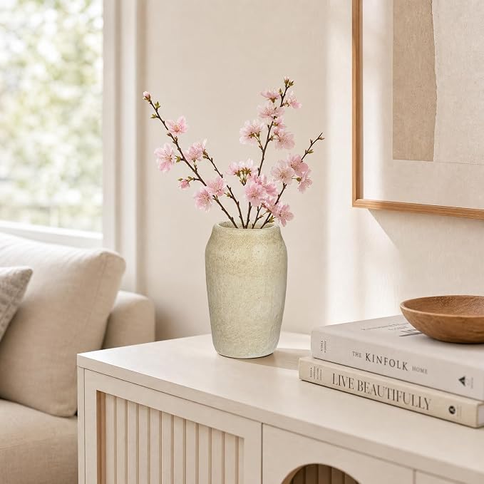 Briful Rustic Vase for Farmhouse Tabletop Decor, 6.8" Small Ceramic Vase - Image 2