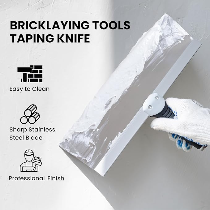Mister Rui 8" Stainless Steel Drywall Taping Knife, Soft Grip Handle | 8" - Image 2