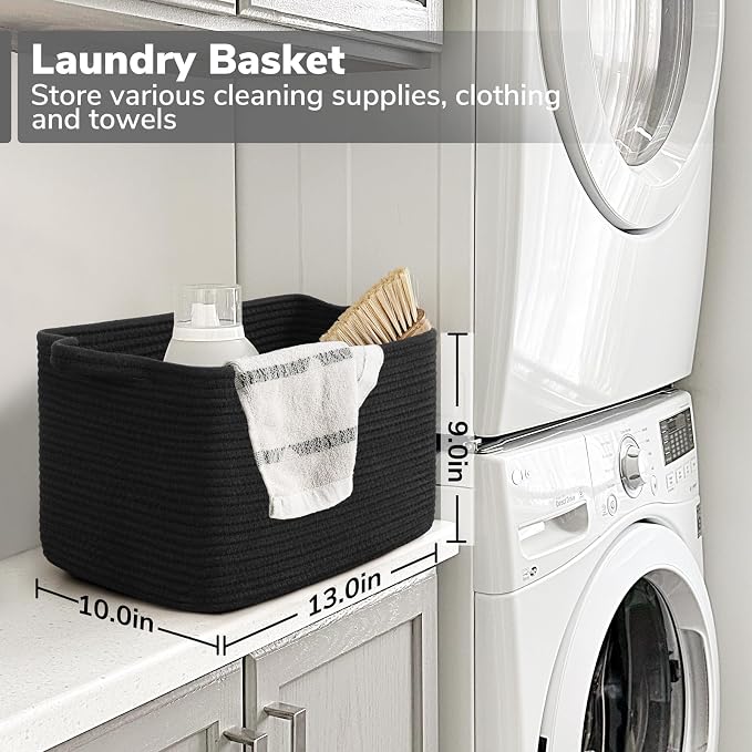 Goodpick Woven Storage Basket for Shelves, Cotton Rope Baskets for Books - Image 3