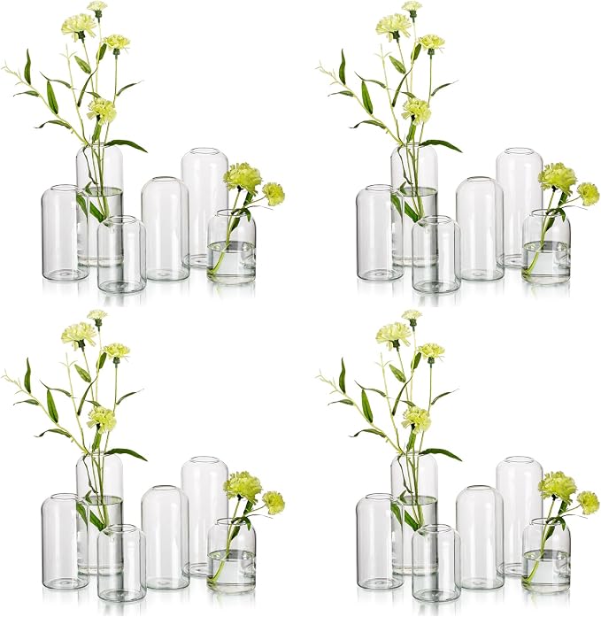 Hewory Modern Glass Bud Vase for Flower: 24PCS Blown Clear Small Vase Bulk | by Hewory