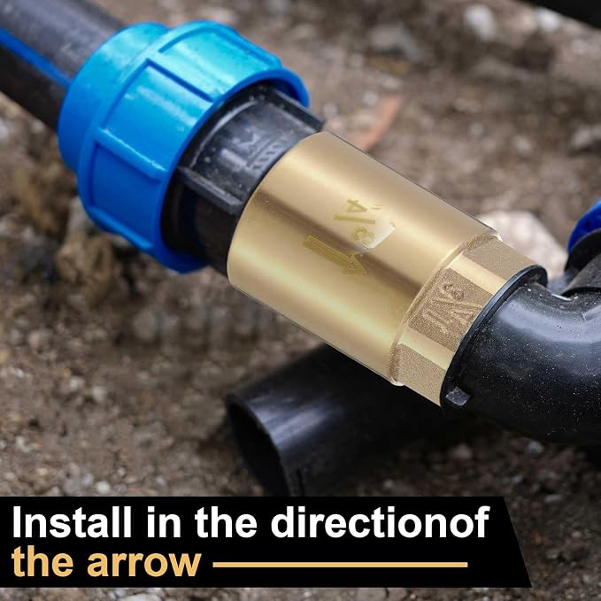 Zonon 2 Pcs 3/4 Inch Check Valve One Way Brass Non Return in Line Check Valve - Image 5