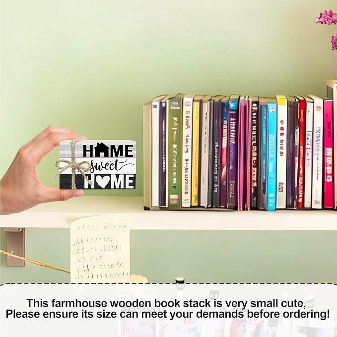 Ycyfckdr Mini Decorative Books for Home Decor, Small Rustic Wood Book Stack for - Image 2
