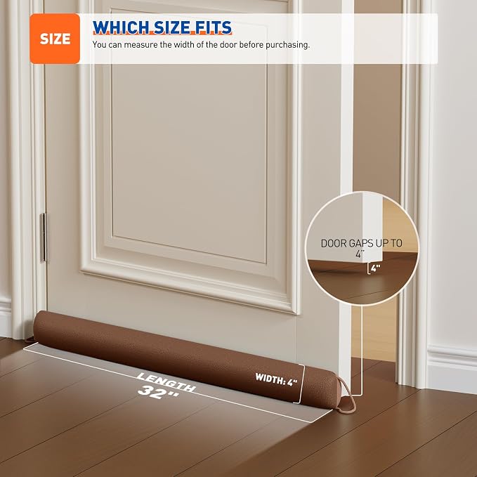 MAGZO Door Draft Stopper 32 Inches, Energy Saving | Weighted Door Noise Blocker - Image 4