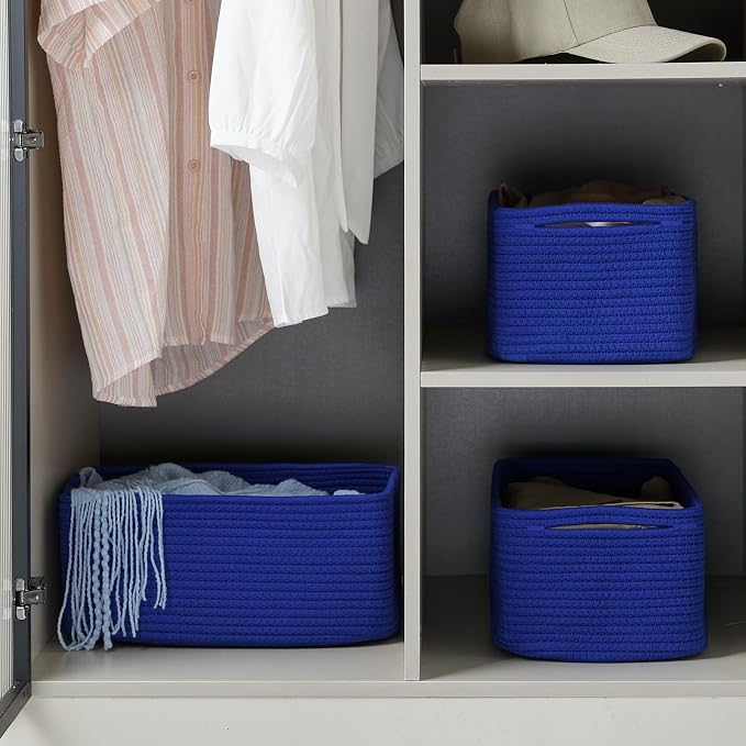 3 Pack Small Storage Baskets for Organizing, 11.8×7.8×5.1", Klein Blue | Woven - Image 3