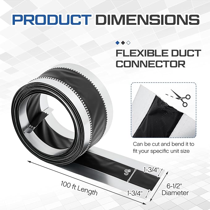 Zonon 6-1/2 x 100 ft Vinyl Flexible Duct Connector Canvas Duct Connector Roll - Image 2