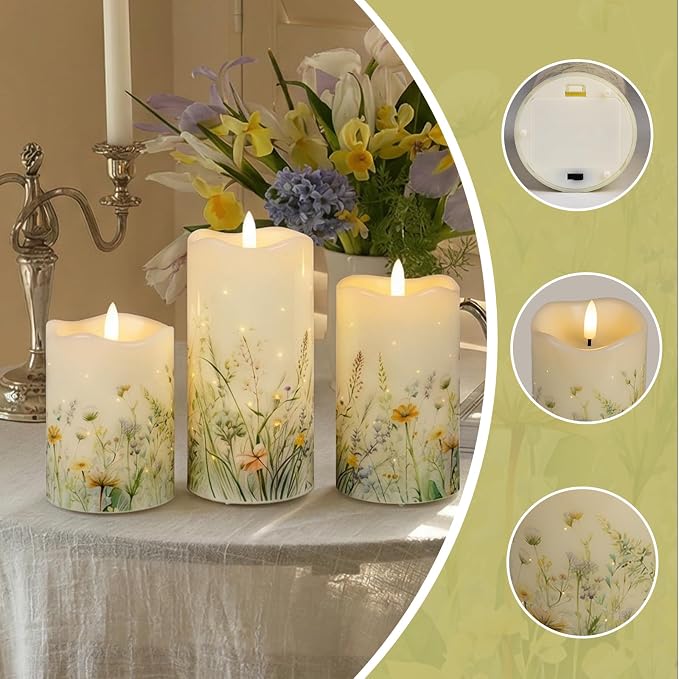 Flameless Candles, Battery Operated Floral Candles - Image 7