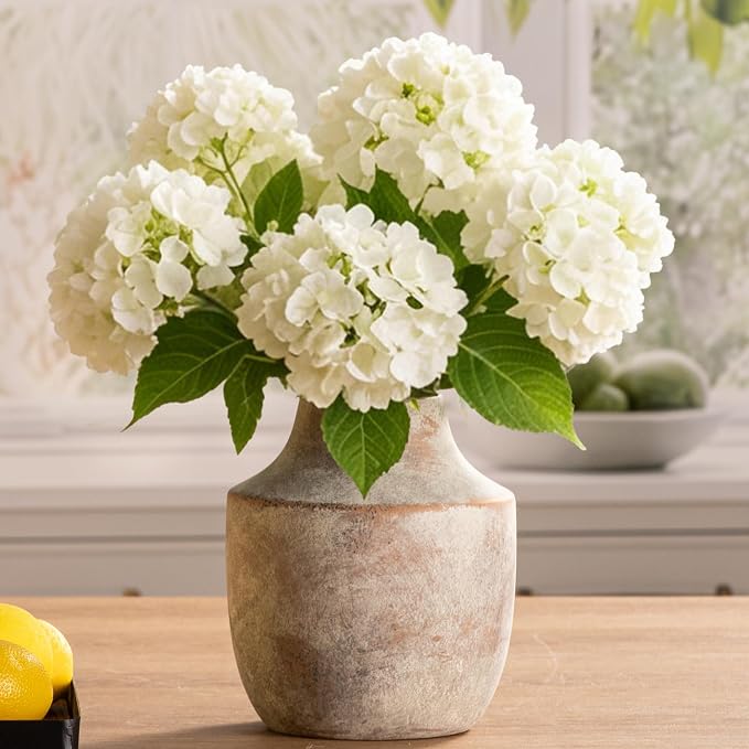 Mitt&Ditt Ceramic Flower Vase, 7.5 inch Off-White Farmhouse Rustic Vase by MittDitt