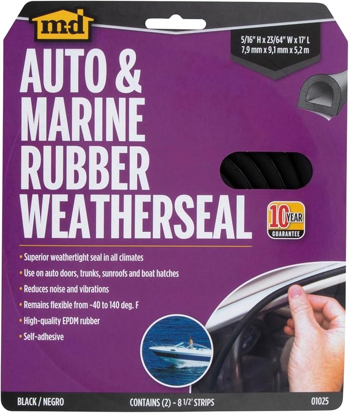 MD Building Rubber Auto & Marine Weatherseal, 17ft | EPDM Rubber Material - Image 4