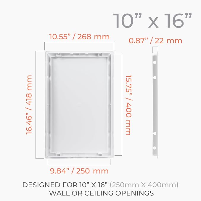 10x16 Inch White Access Panel for Drywall – ABS Plastic Square Wall, Ceiling - Image 2