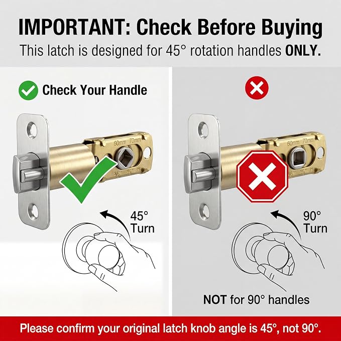 Adjustable Deadlatch 2-3/8'' or 2-3/4'', Adjustable Door Latch Entry Door Lock - Image 7