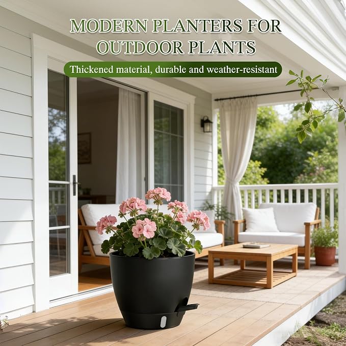 Self Watering Pots with Drainage Holes, 2 Pack 8 Inch Plant Pots with Water - Image 5