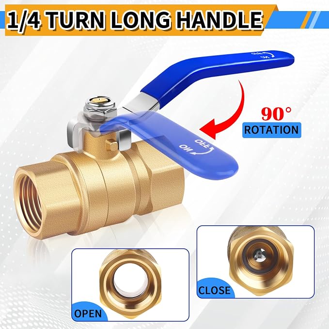 1 inch Forged Brass Ball Valve, 600 WOG Long Handle Metal Plumbing Full Bore - Image 7
