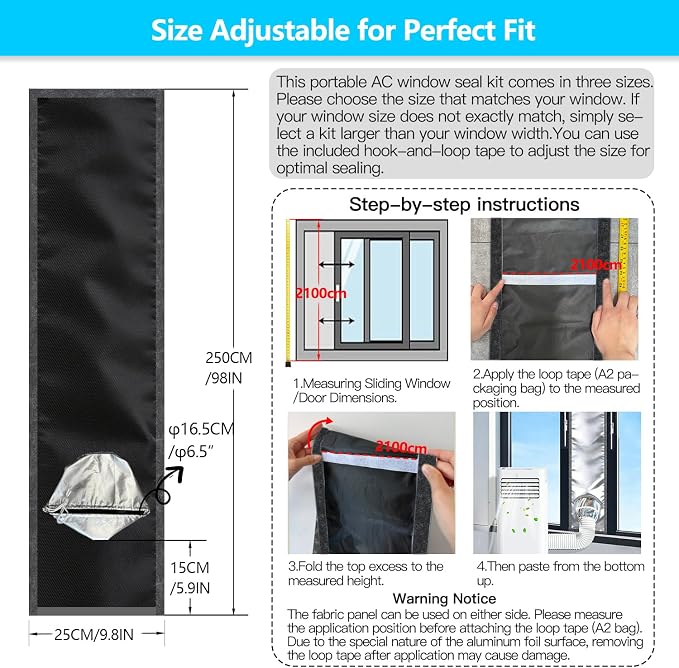420D High Density Portable AC Window Seal Kit, Claw-Proof Pet Friendly Fabric - Image 4