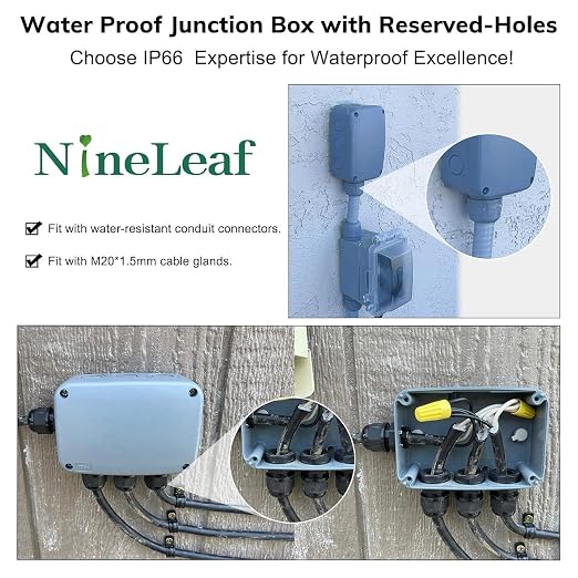 NineLeaf Outdoor Junction Box, IP66 Weatherproof Electrical Project Boxes - Image 3