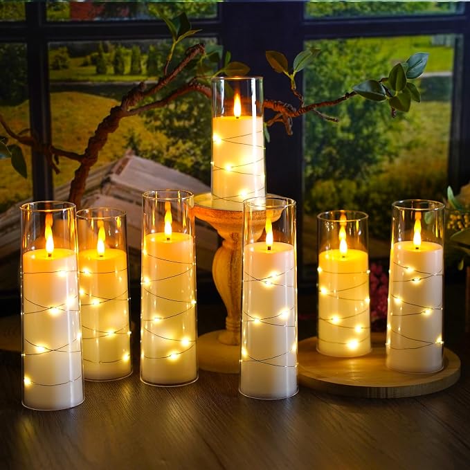 Flameless Candles, with Embedded Star String, Battery Operated Candles - Image 6