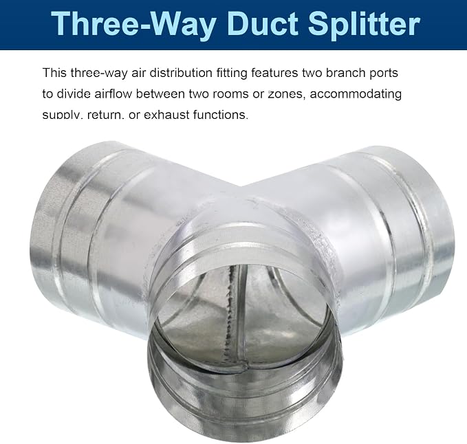 Y Shape 5"x5"x5" Duct Splitter, 3 Way Duct Hose Connector, 90° Degree Dust - Image 4
