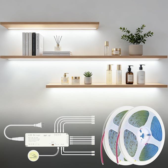 32.8FT Under Cabinet Light Strip Dimmable 11-in-1 COB LED Strip Cold White | by Samsion