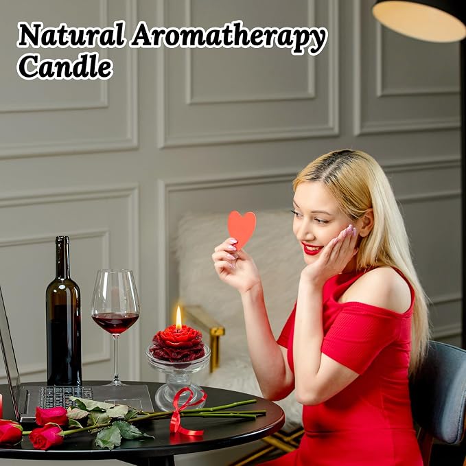 Burgundy Peony Flower Shape Scented Candles - Image 3