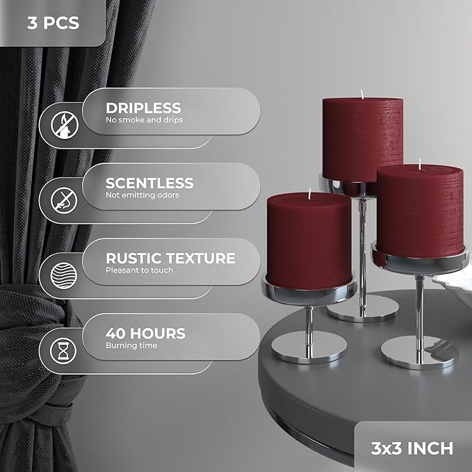 3x3 Pillar Candles Set of 3 - Image 2