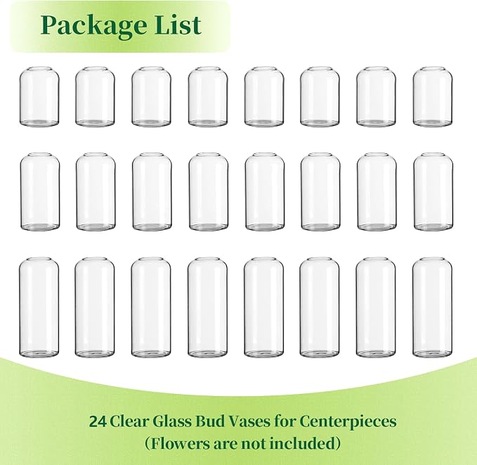 Hewory Modern Glass Bud Vase for Flower: 24PCS Blown Clear Small Vase Bulk | - Image 7