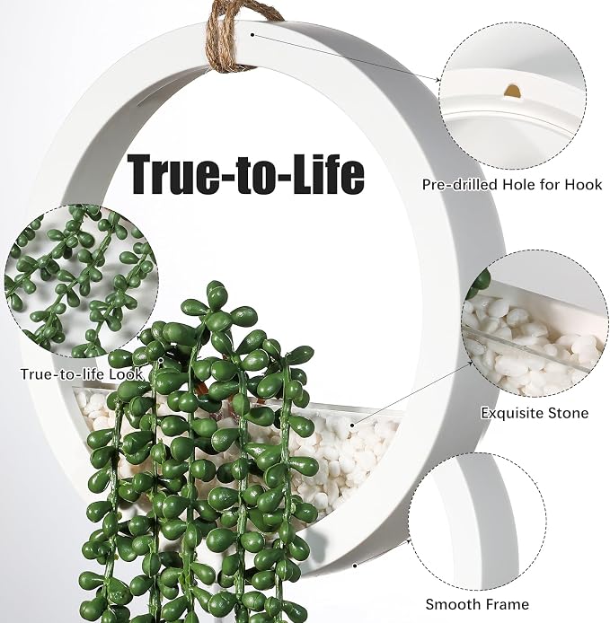 Boho Wall Decor, Indoor Hanging Planter Greenery Decor, Faux Succulent Wall - Image 7
